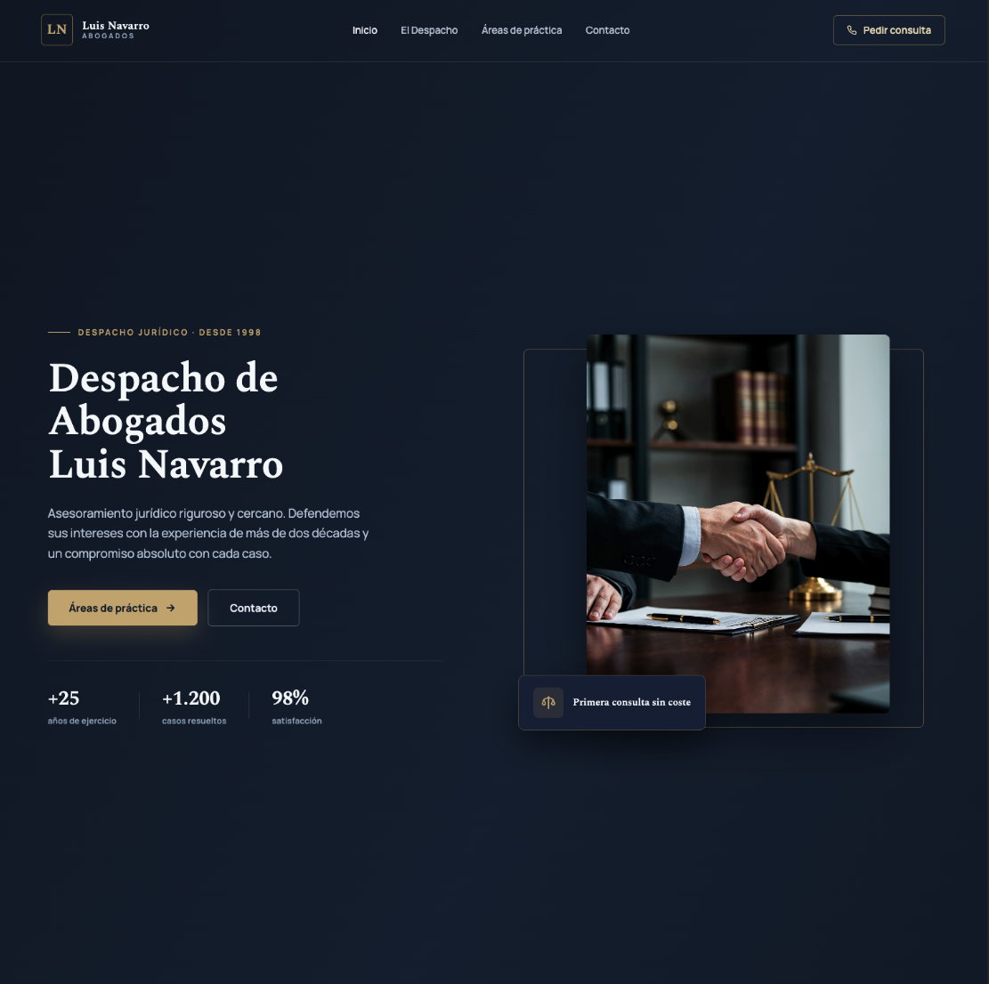Diseño web para el Despacho de Abogados Luis Navarro